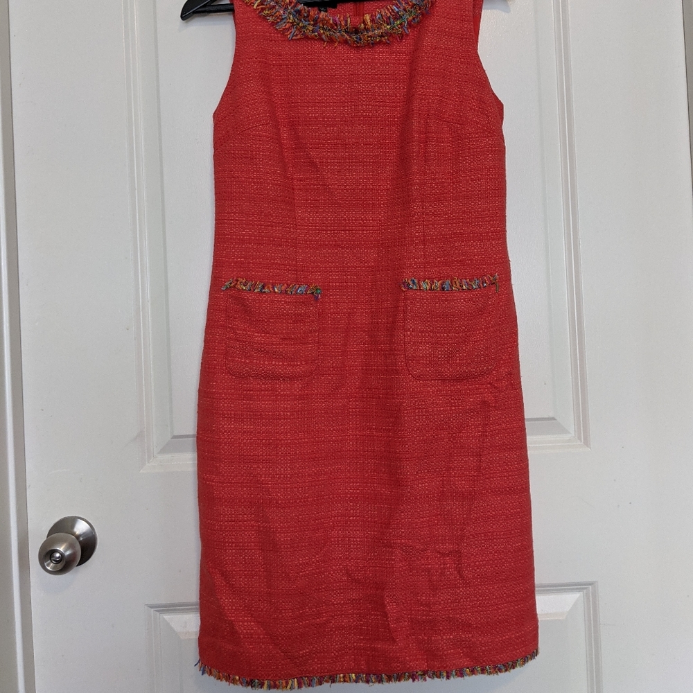 TALBOTS BRIGHT ORANGE  TWEED SHEATH DRESS